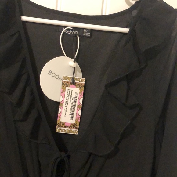 Pleated Long Sleeve Ruffle Midi Smock Dress - Picture 5 of 5